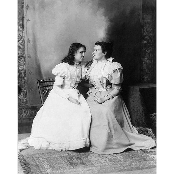 Helen Keller & Anne Sullivan Portrait 1897 - 12x18 Inch Laminated Aviation Poster - Stunning Detail and Bold Colors