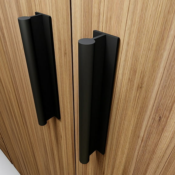 HRX Glass PH02- Black- Self-Stick Pull Handles for Kitchen Cabinet and Closet Doors