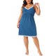 thumbnail image 2 of Chemise de noche de encaje con tirantes de espagueti para mujer Agnes Orinda, talla grande, vestido de noche V cuello 2X azul, 2 of 6