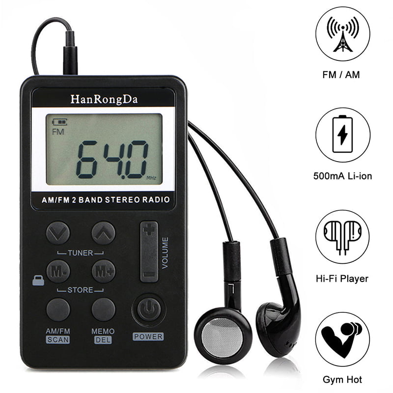 Heaven2017 Mini Pocket FM Radio Portable Digital Radio with Earphone 