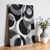 Overlapping Circular Rings Canvas Wall Art, Minimalist Abstract Black ...