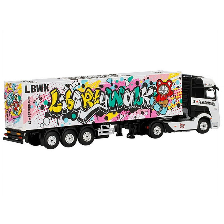 ミニカー Mercedes-Benz Actros LBWK Kuma Graffiti Mini GT Mercedes-Benz Actros with 40 Ft Container - LBWK Kuma