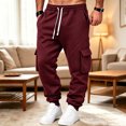 thumbnail image 5 of COSFO Stretch Cargo Pants for Men Work Pockets Sweatpants Solid Drawstring Relaxed Fit Jogger Mens Pants Casual, 5 of 8
