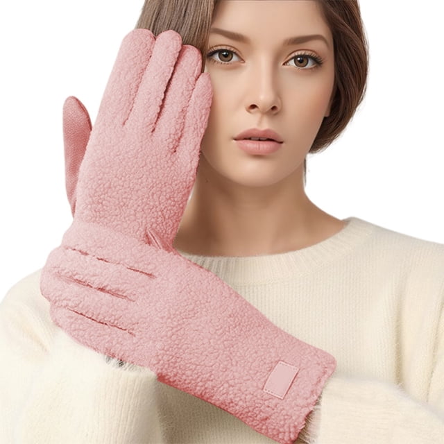 Glisme Winter Gloves Thermal For Cold Weather Riding Skiing Sports Windproof Touchscreen Ski Gloves Pink