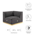 thumbnail image 6 of Modular Sofa Corner Chair, Grey Gray Gold, Velvet, French Living Lounge Cafe Lobby Hospitality Restaurant, Modern Contemporary Boutique HB33789, 6 of 6