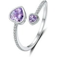 thumbnail image 1 of Anillo para niñas Anillos de plata de ley 925 con piedras natales para mujeres Anillo ajustable con piedras de corazón abierto Anillo del mes de constelación Joyería de regalo de cumpleaños y San, 1 of 6