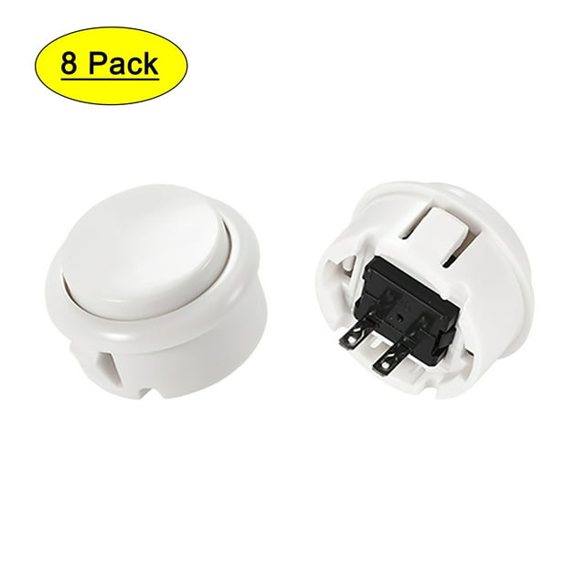 Interruptor de botón de empuje momentáneo de 30 mm para juegos de arcade, blanco, 8 piezas