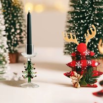 Glass Christmas Tree Candle Holder – Heart Shaped Holiday Candlestick for Christmas and Valentine's Day Decor, Table Ornament, Glass Wreath Candle Stand for Home Date Night and Festive Gifting