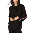 thumbnail image 1 of I.N.C Sweat à Capuche en Velours à Rayures pour Femmes, Noir, Moyen, 1 of 1
