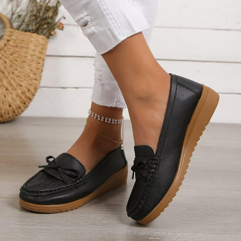 Shoes Loafers for Women Classic Leather Loafers Casual Slip On