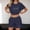Navy, variant on MAIHAN Women Vacation Outfits Spring Outfits Short Sleeve Tops Shorts Set Elastic Waist Shorts 2pcs Clothes Set for Casual and Summer Wear