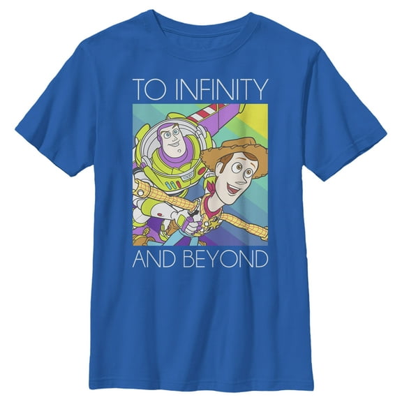 Boy's Toy Story Infinity and Beyond Rainbow  Graphic Tee Royal Blue Small