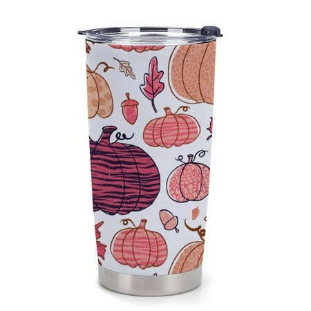 

ANYWAY.GO Thermal Insulation Coffee Travel Mug with Lid Spill Proof Print Halloween Pumpkin Leopard Animal Portable Thermal Thermal Cup for Car 20oz