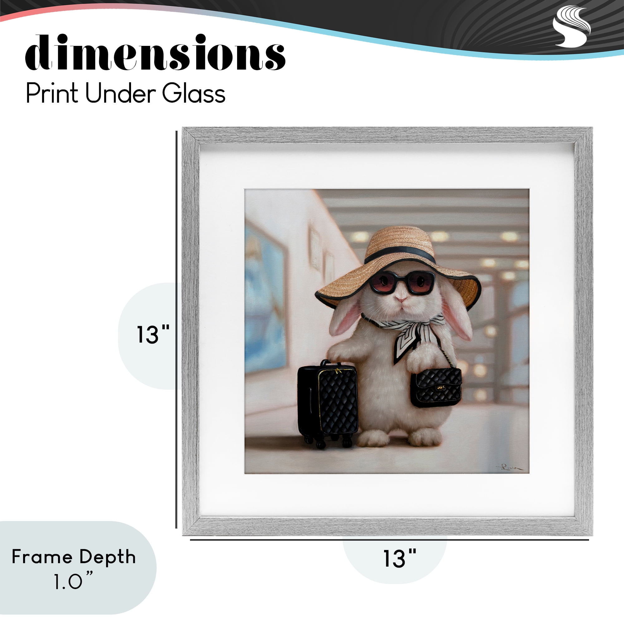 Stupell Industries Bun Voyage Traveling Rabbit Gray Framed Print Under Glass, design by Lucia Heffernan