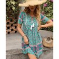 thumbnail image 3 of Vestido casual decoración de encaje de impresión diseño de botones transpirables escote corbata vestido de mujer para uso diario ANGGREK Otros, 3 of 6