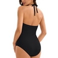 thumbnail image 5 of WAYUTE Womens One Piece Swimsuits Mesh Rash Guard Slim Fit Deep V Neck Sheer Trendy Tummy Control Solid Color Swimwear, 5 of 6