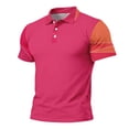 thumbnail image 5 of Homeyce Mens Short Sleeve Polo Shirts Button Contrast Collared Polo Shirts Classic Casual Lightweight Polo Tee Solid Color Short Sleeve Golf Shirts,Pink 4XL, 5 of 5
