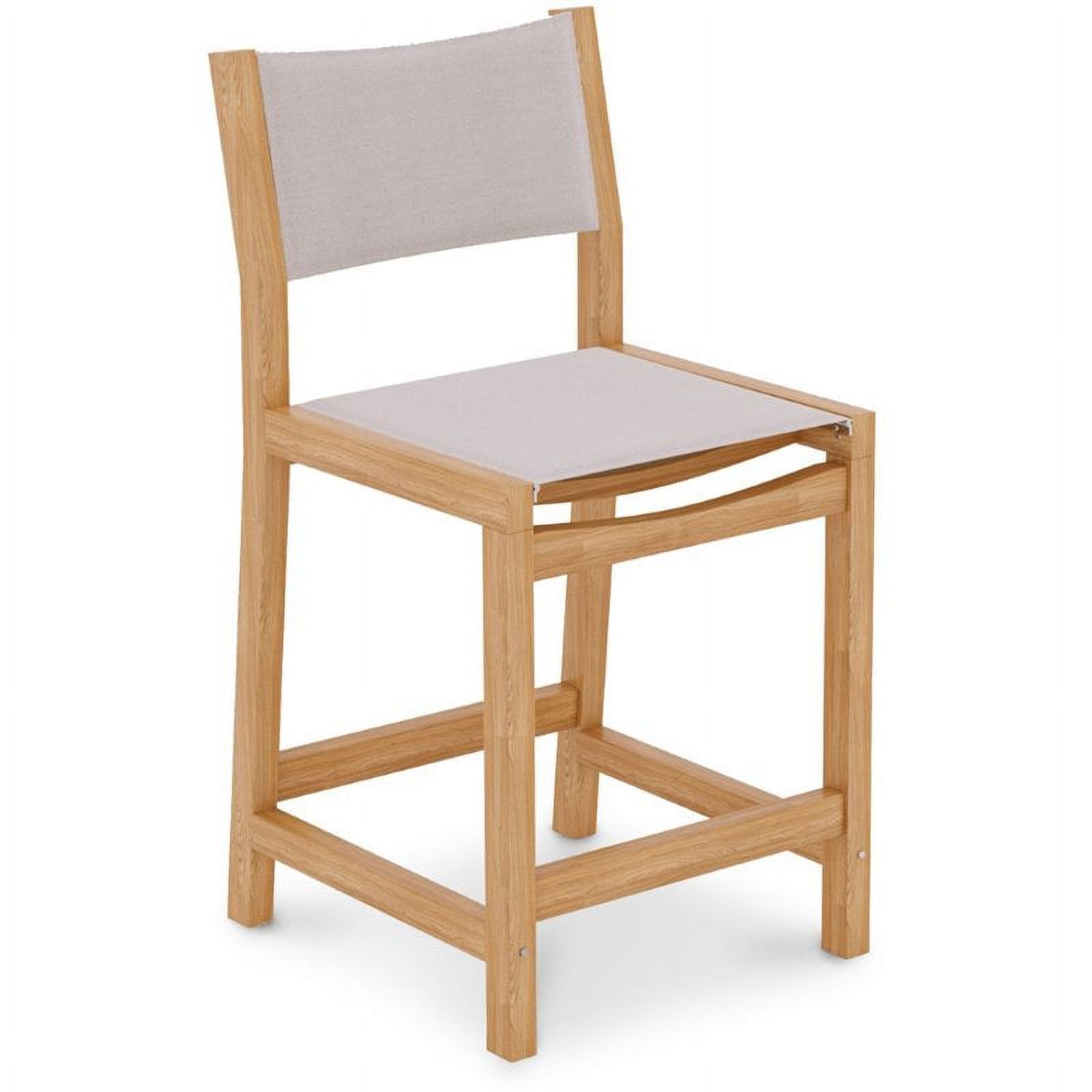 Home Square 26" Teak Wooden Patio Counter Stool in Natural and White - Set of 2 - image 2 of 4