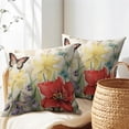 thumbnail image 4 of Spring Summer Flower Outdoor Decorative Pillow Covers 18x18 Inch Set of 2 Floral Butterfly Throw Pillows Spring Farmhouse Pillowcases Cotton Linen Cushion Covers for Couch Bed Sofa Chair Home Decor, 4 of 6