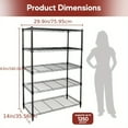 thumbnail image 4 of QUIOCOZY Heavy Duty Metal Storage Shelving Unit, 5 Tier Adjustable Wire Rack with Wheels, 1250 Lbs Loading Capacity, 30"x14"x63", Black, 2 Pack, 4 of 10