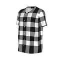 thumbnail image 2 of Balery White And Black Plaid Baseball Jersey for Men Casual Button Down Shirts Short Sleeve Active Team Sports Uniform-Small, 2 of 9