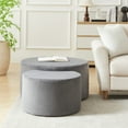 thumbnail image 6 of Eyisean 50" Modern Nesting Coffee Table Set of 2, Upholstered Round Center Tables with Ottoman, Side Table with Corduroy & Foam Fabric for Living Room, Apartment, No Assembly Required, 6 of 11