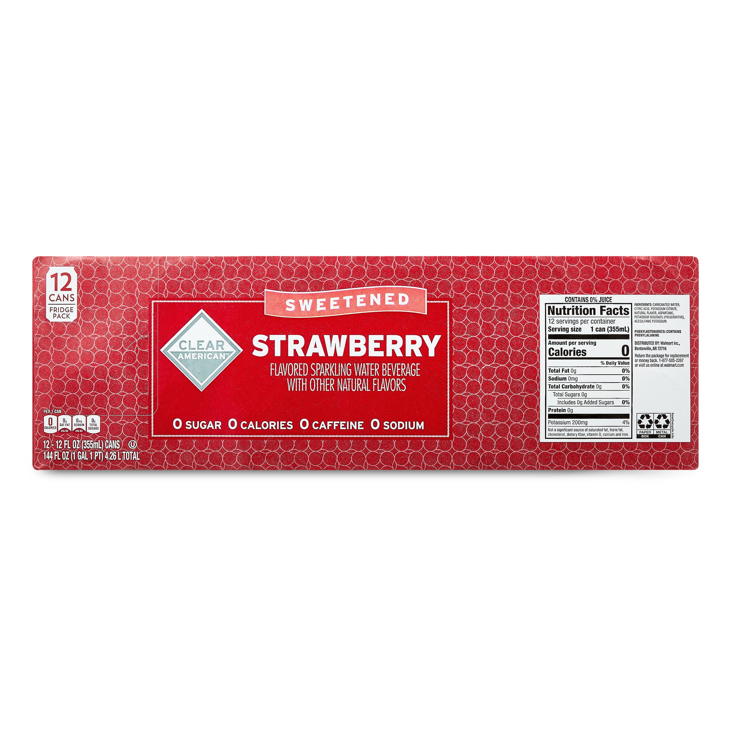 Clear American Strawberry Sparkling Water, 12 fl oz, 12 Count
