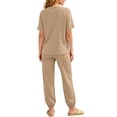 thumbnail image 6 of Amidoa Girls Summer Outfit Sets 2 Piece Graphic T-Shirt Short Sleeve and Casual Pants Set Kids Clothing Sets Khaki Size 10, 6 of 7