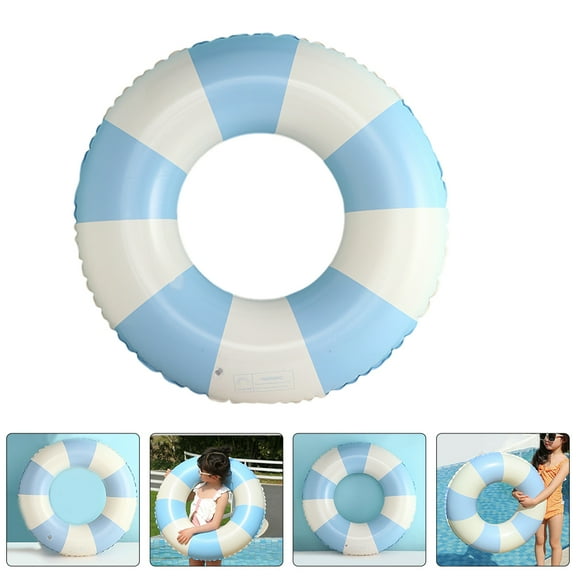 Hemobllo Pool Float Ring PVC Blue and White Pattern 1Pack Floating
