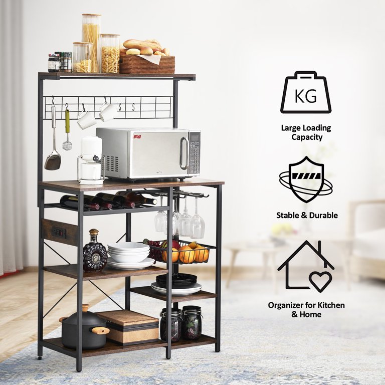 Kitchen Island with Towel Rack and Shelves for Storage – Rolling Cart to  Use as Coffee Bar, Microwave Stand, or Kitchen Storage by Lavish Home  (White)