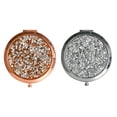 thumbnail image 4 of Espejo pequeño plegable de metal redondo con patrón de regalo, espejo de arena movediza, espejo de cristal con taladro en barra, espejo cosmético portátil de doble cara, 4 of 5