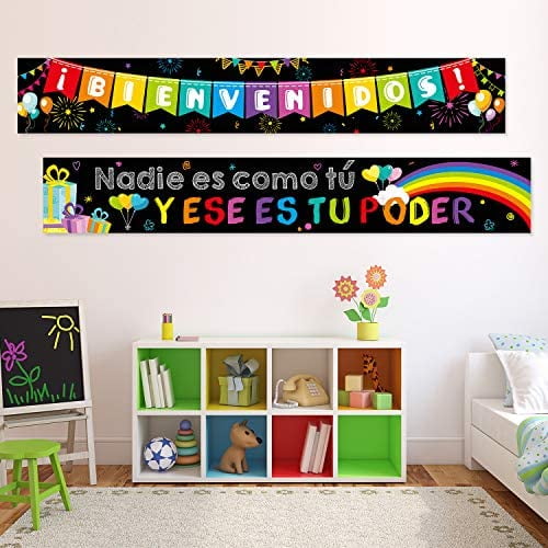 Bienvenidos Sign, Spanish Welcome Banners for Classrooms (39 x 8 In, 3  Pack) 