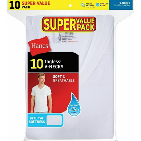 Hanes - Hanes SUPER VALUE 10 PACK White V Neck ComfortSoft T-Shirts ...