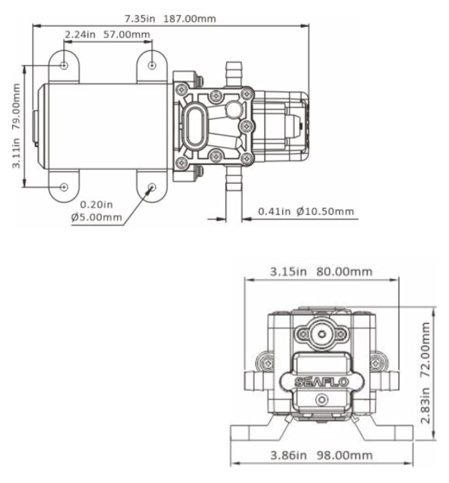 22-Series Water Pump - 12V, 1.3 GPM, 100 PSI - On-Demand Water Pressure Diaphragm Pump for Marine, RV, Agriculture, and Off-Grid Applications