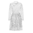 thumbnail image 6 of Gamivast Lace Dress for Women V-Neck Long Sleeve Belted Mini Dress Hollow Out Embroidery Casual Style Elegant Classy Party Attire Night Out Outfits Wear, 6 of 8