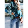 thumbnail image 4 of Camisa casual de manga larga Mujer Blusa de manga abullonada con estampado bohemio Top, XXL, Azul Methold AP000088-15B, 4 of 4
