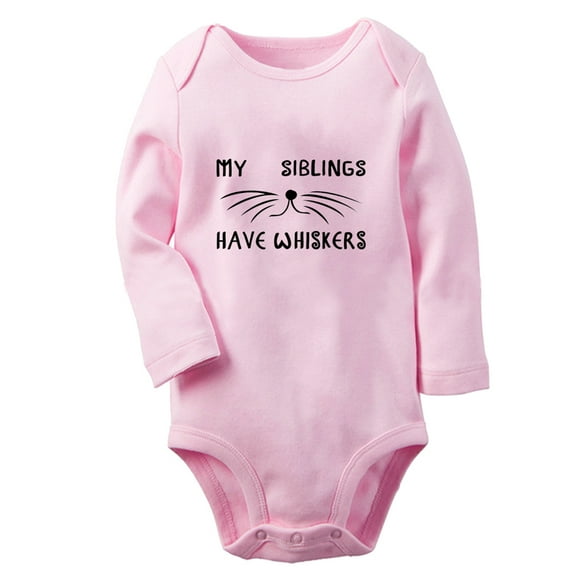 iDzn® My Siblings Have Whiskers Funny Rompers, Newborn Baby Unisex Bodysuits, Infant Jumpsuits, Toddler Kids Long Sleeve Oufits (Pink, 0-6 Months)