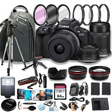 Canon EOS R50 Mirrorless Digital Camera with RF-S 18-45mm f/4.5-6.3 is STM Lens   55-210mm f/5-7.1 is STM Lens   64GB Memory Cards, Professional Photo Bundle