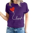 thumbnail image 2 of Fesfesfes Womens Short Sleeve Workout Tops Valentine's Day Love Printed Short Sleeved T-shirt Top Short Sleeved Round Neck Top/Shirt Womens Tshirts Graphic S(US:4), 2 of 6
