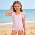thumbnail image 2 of BOOMNY Toddler Girls One Peice Swimsuits Sleeveless Bathing Suit for Kids Striped Lightweight Cozy Summer Beach Vacation Swimwear, 2 of 9