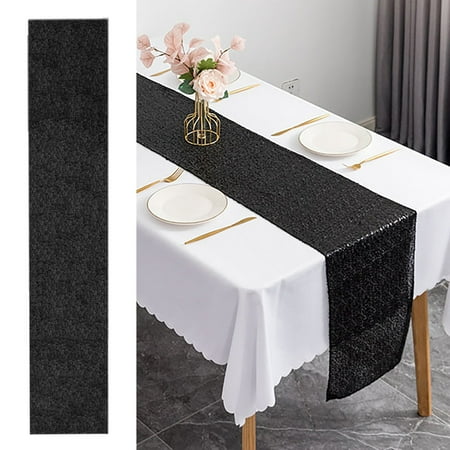 

MIARHB Square Sequin Tablecloth 11.8 X 70.9 Glitter Sequin Sequin Fabric Tablecloth Shiny Tableclot