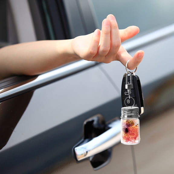 Hemoton 5pcs Mini Glass Bottles Keychain for Creative Crafts Versatile Transparent Ideal for