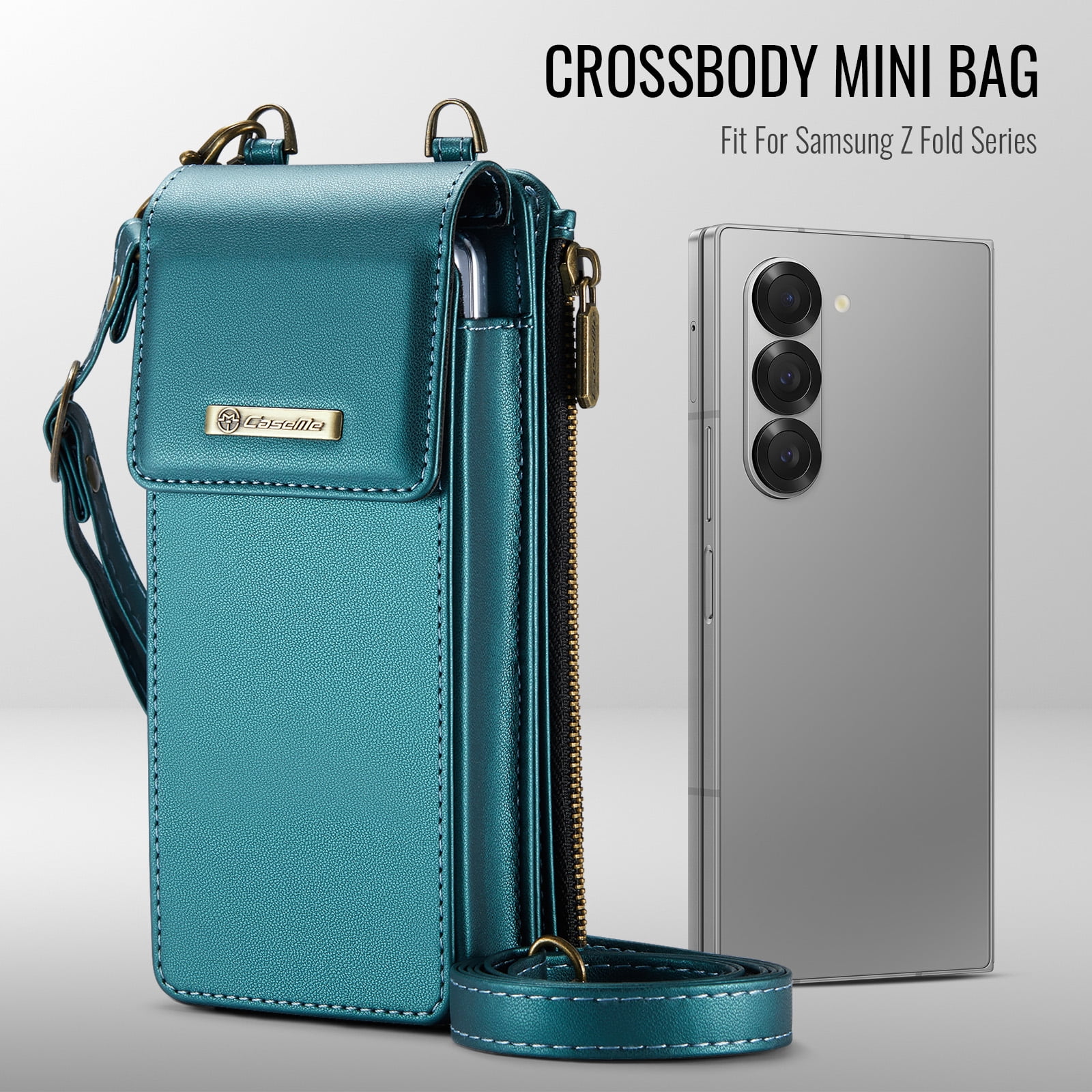 Crossbody Phone Bag Purse Wallet Case for iPhone/Galaxy/Pixel Series Cell Phones (Less Than or Equal to 7.6"), with Shoulder/Wrist Strap Lanyard, RFID Blocking Card Slots, PU Leather Bag, Green