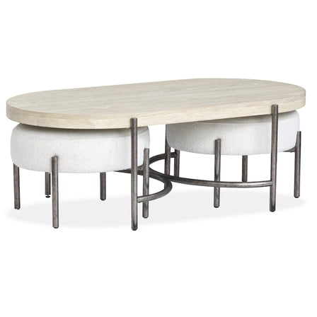 Magnussen Home Jennings Oval Cocktail Table With 2 Ottomans