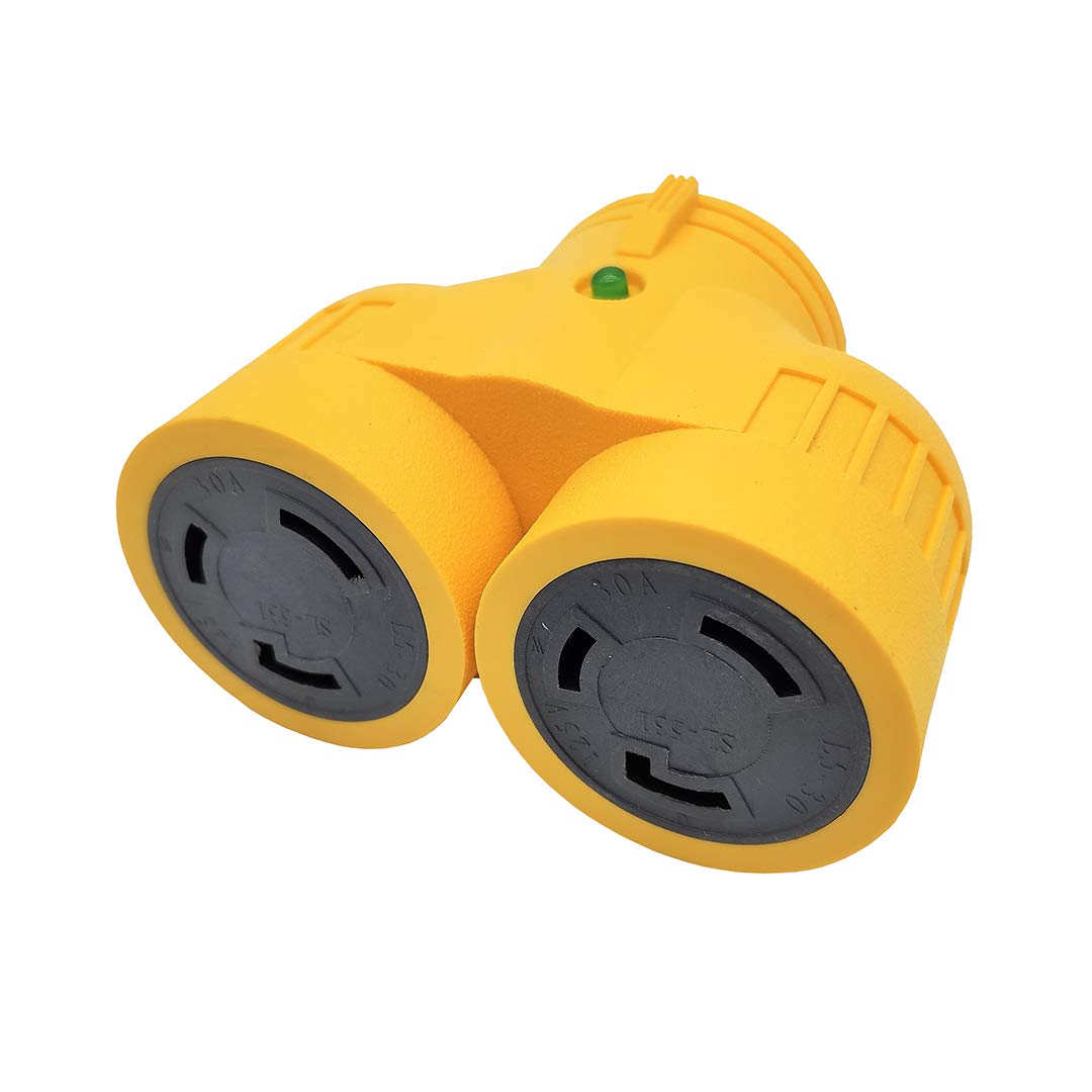 Parkworld 60851 NEMA L5-30 Splitter Adapter, Generator 30 AMP 3-Prong 125V Twist Lock Male Plug L5-30P to (2) L5-30R Female Receptacle