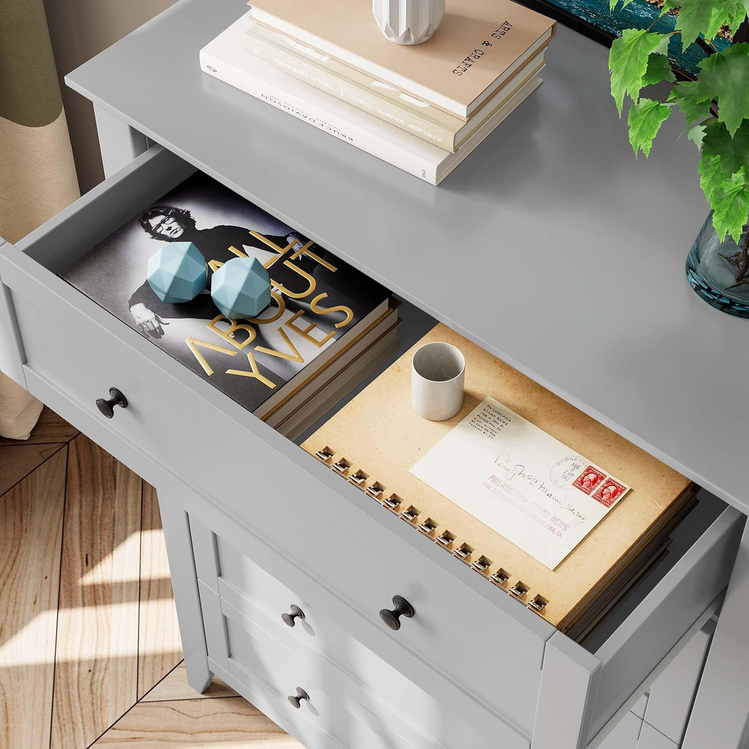 Roromall 5 Drawer Dresser for Bedroom, Tall Dresser with Deep Drawers & Metal Knobs, Modern Wooden Chests of Drawers for Entryway, Hallway