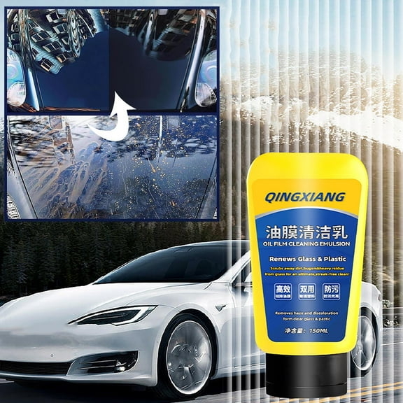 pathside Oil Film Cleaning Emulsion, Automotive Glass Oil Film Remover, Windshield Oil Film Remover Oil Film Cleaner Glass Cleaner 150ml for Indoor Outdoor Glass Surfaces