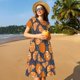 thumbnail image 4 of Easygdp Various Oranges para Vestido Transpirable de Mujer, Vestido Suelto de Manga Corta con Pliegues y Bolsillos para el Verano, 4 of 6