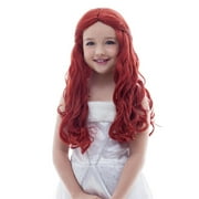 Girls Medieval Princess Red Brown Curly Wig for Halloween Christmas Party Dress Up Stage Performance