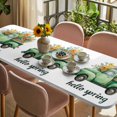 thumbnail image 3 of Hello Spring Table Cloths for 8 Foot Rectangle Tables, Easter Flowers Green Car Vintage Floral Patio Waterproof Elastic Fitted Tablecloths, Washable Rectangular Table Cover for Camping, 3 of 8